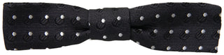 Pajarita Papillon ajustable para cuello de hombre de seda negra con lunares