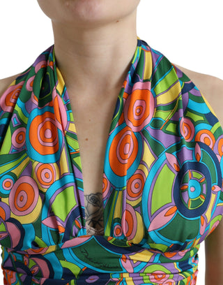 Mehrfarbiges, ärmelloses, bauchfreies Neckholder-Top