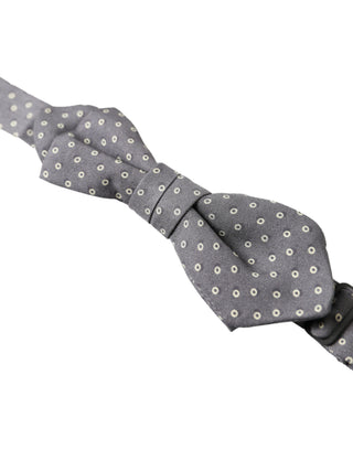 Graue gepunktete Seiden-Fliege mit verstellbarem Halsband