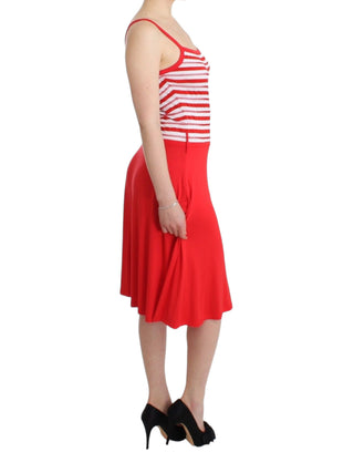 Rot gestreiftes A-Linien-Kleid