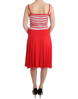 Rot gestreiftes A-Linien-Kleid