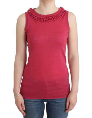Top de lana de punto rosa