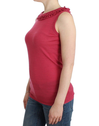 Top de lana de punto rosa