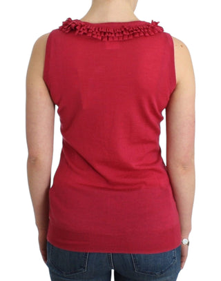 Top de lana de punto rosa