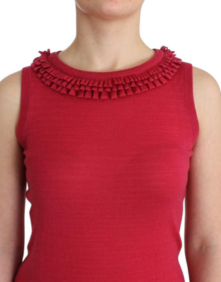 Top de lana de punto rosa