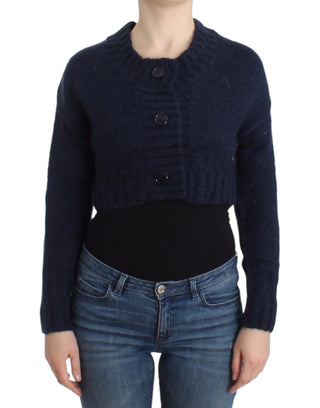 Blauer, bauchfreier Cardigan