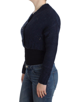 Blauer, bauchfreier Cardigan