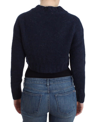 Blauer, bauchfreier Cardigan