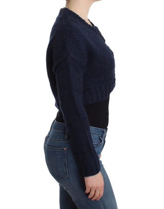 Blauer, bauchfreier Cardigan