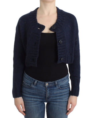 Blauer, bauchfreier Cardigan