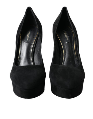 Schwarze Wildleder-Plateau-Pumps