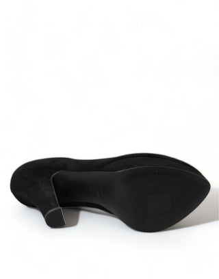 Schwarze Wildleder-Plateau-Pumps