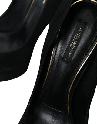 Schwarze Wildleder-Plateau-Pumps