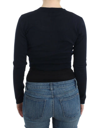 Schwarze kurze Strickjacke aus Wolle