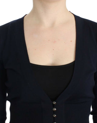 Schwarze kurze Strickjacke aus Wolle
