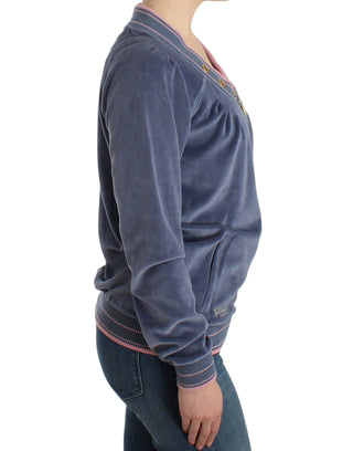 Blue velvet zipup sweater