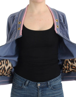 Blue velvet zipup sweater