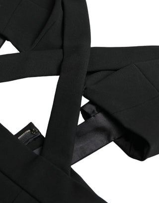Vestido midi ajustado sin mangas negro con recortes  
