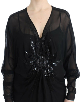 Vestido de seda negro de manga larga