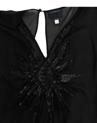 Vestido de seda negro de manga larga