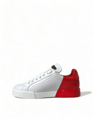 Zapatillas bajas de mujer blancas con cordones rojos  
