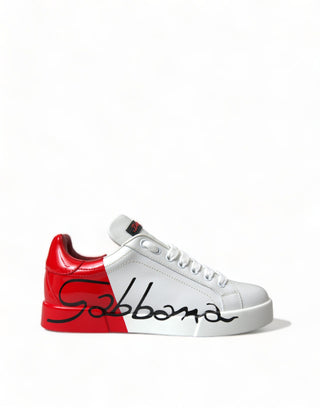 Zapatillas bajas de mujer blancas con cordones rojos  