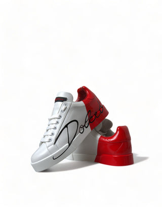 Zapatillas bajas de mujer blancas con cordones rojos  
