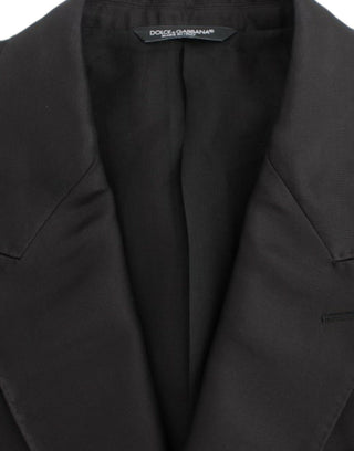 Schwarzer Blazer aus Seide, schmal geschnitten