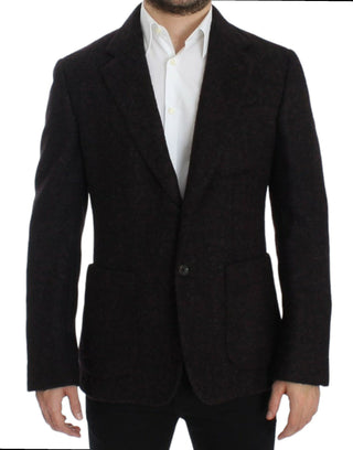 Blazer burdeos de alpaca de dos botones