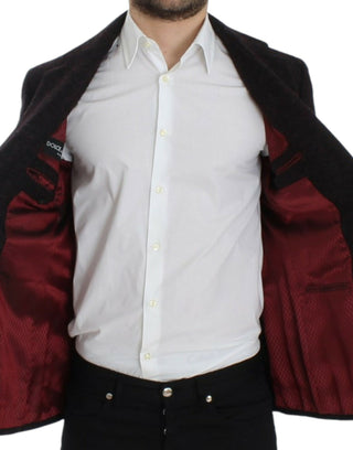Blazer burdeos de alpaca de dos botones