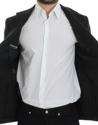 White dress shirt with black jacket on a white background