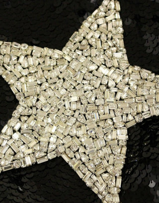 Meisterwerk schwarzes Kristall Swarovski Sterne Etuikleid