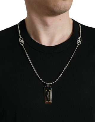 Camiseta negra de algodón con etiqueta para perro y cuello redondo  