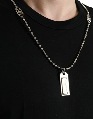 Camiseta negra de algodón con etiqueta para perro y cuello redondo  