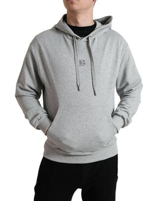 Grauer Kapuzenpullover mit Baumwoll-Logo