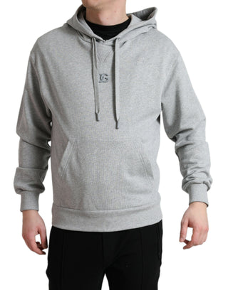 Grauer Kapuzenpullover mit Baumwoll-Logo
