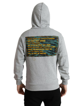 Grauer Kapuzenpullover mit Baumwoll-Logo