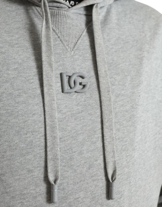 Grauer Kapuzenpullover mit Baumwoll-Logo