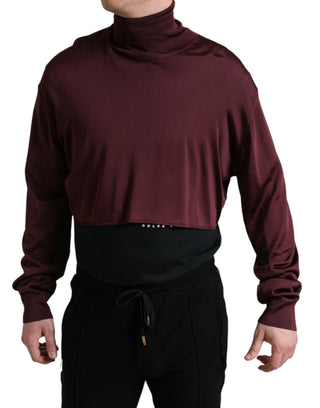 Bordeauxfarbener Rollkragenpullover aus Viskose