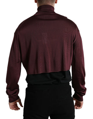 Bordeauxfarbener Rollkragenpullover aus Viskose