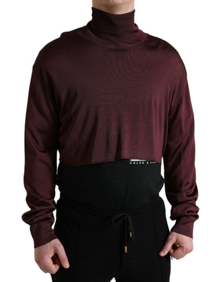 Bordeauxfarbener Rollkragenpullover aus Viskose