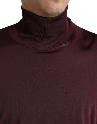 Bordeauxfarbener Rollkragenpullover aus Viskose