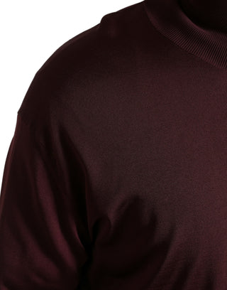 Bordeauxfarbener Rollkragenpullover aus Viskose