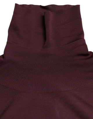 Bordeauxfarbener Rollkragenpullover aus Viskose