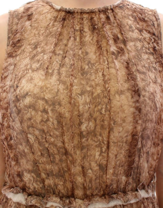 Braunes ärmelloses Seidenkleid