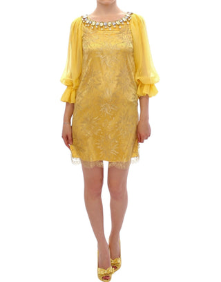 Gelbes Spitzenkleid aus Kristall