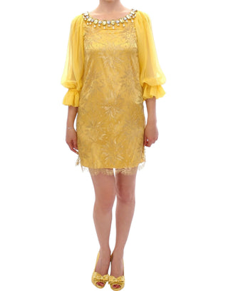 Gelbes Spitzenkleid aus Kristall