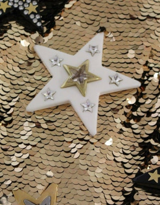 Meisterwerk gold-paillettenbesetztes Swarovski-Kleid