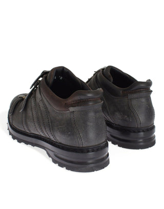 Graue Leder-Stiefeletten mit Knöchelriemen