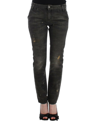 Graue Used-Jeans